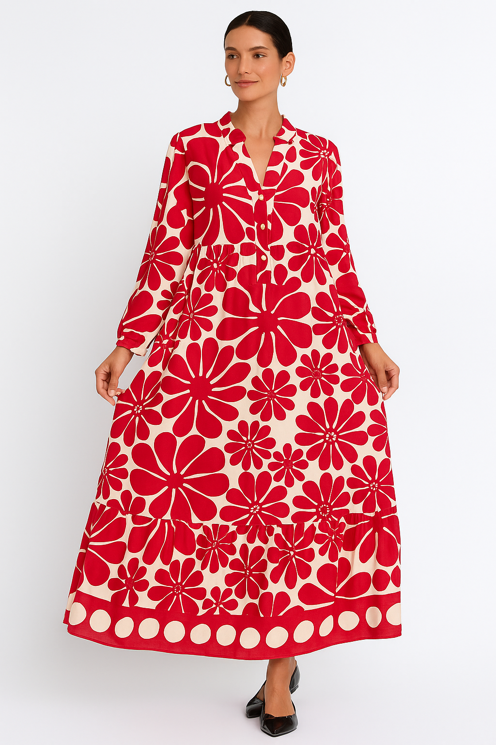 Floral cut out print dress