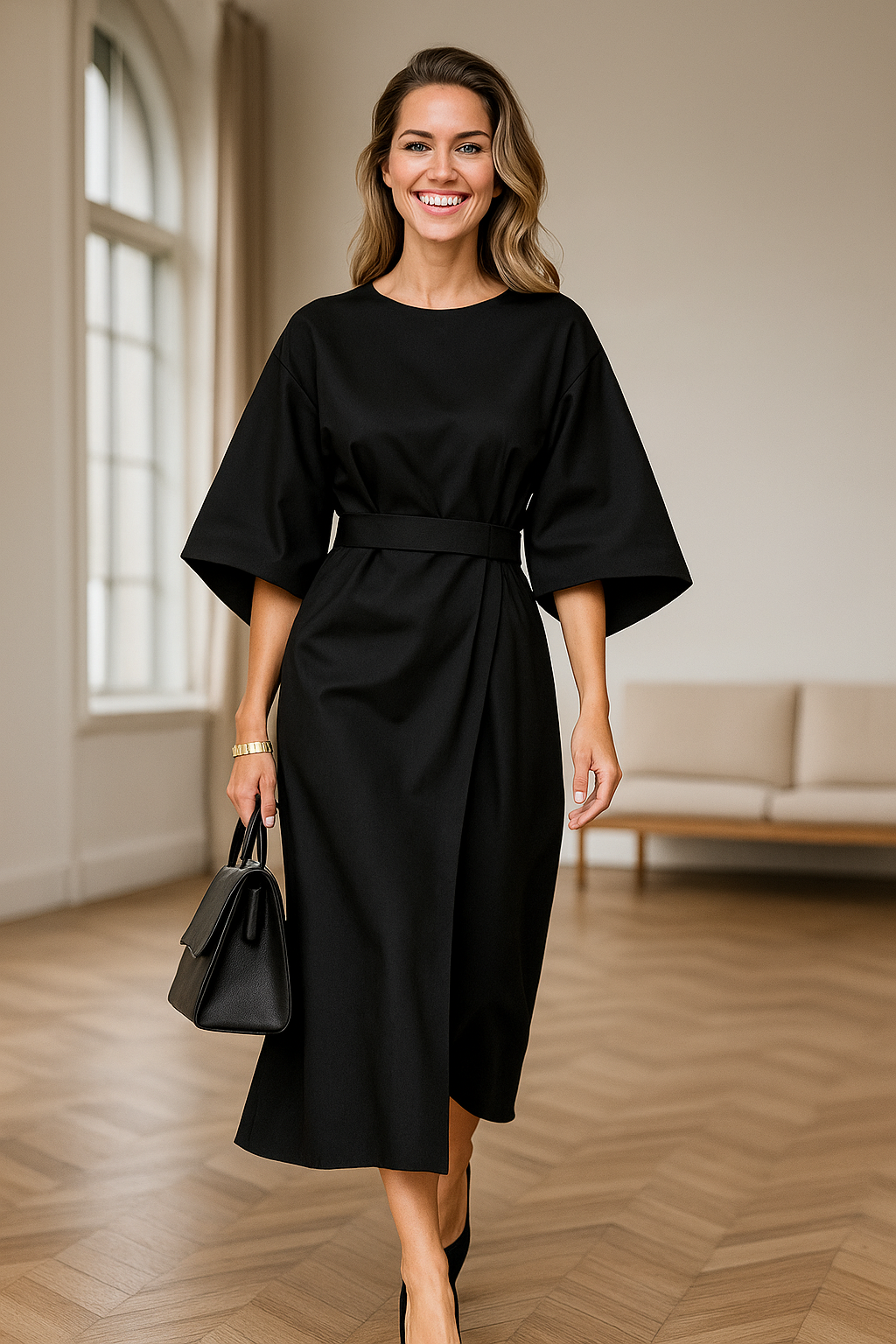 Noir Luxe Kimono Dress
